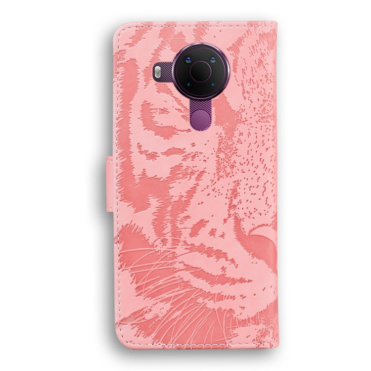 For Nokia 5.4 Tiger Embossing Pattern Horizontal Flip Leather Case with Holder & Card Slots & Wallet(Pink) - Nokia Cases by buy2fix | Online Shopping UK | buy2fix