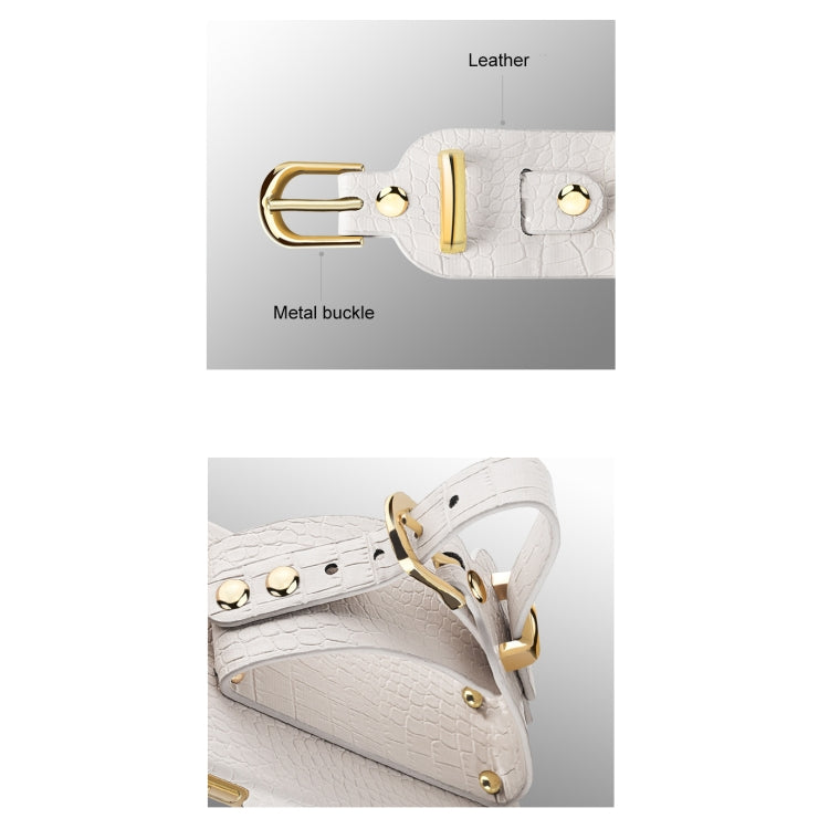 For iPhone 12 Pro Max Electroplated TPU Crocodile Pattern Leather Case with Wrist Strap(White) - iPhone 12 Pro Max Cases by buy2fix | Online Shopping UK | buy2fix