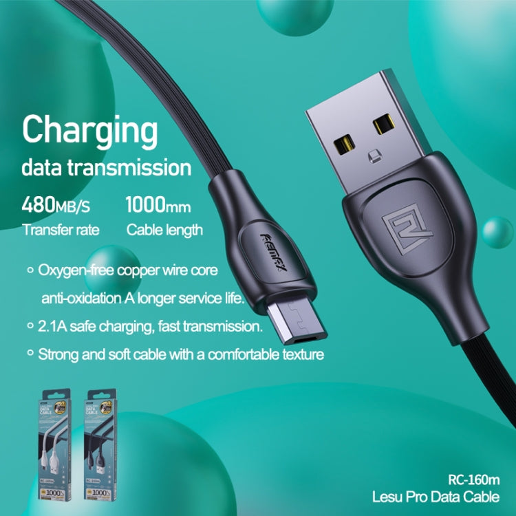 Remax RC-160M 2.1A Micro USB Lesu Pro Series Charging Data Cable, Length: 1m(White) - Micro USB Cable by REMAX | Online Shopping UK | buy2fix