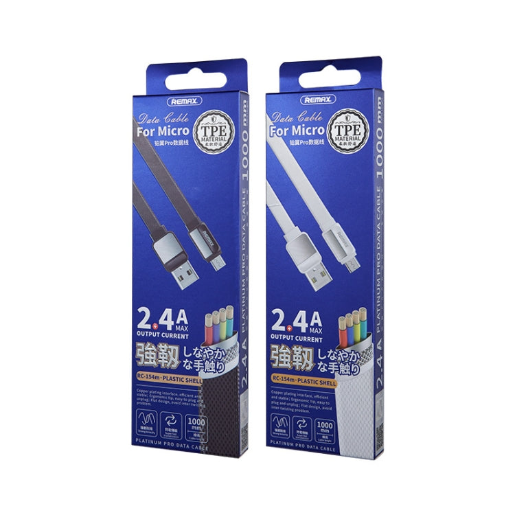 Remax RC-154m 2.4A Micro USB Platinum Pro Charging Data Cable, Length: 1m(White) - Micro USB Cable by REMAX | Online Shopping UK | buy2fix