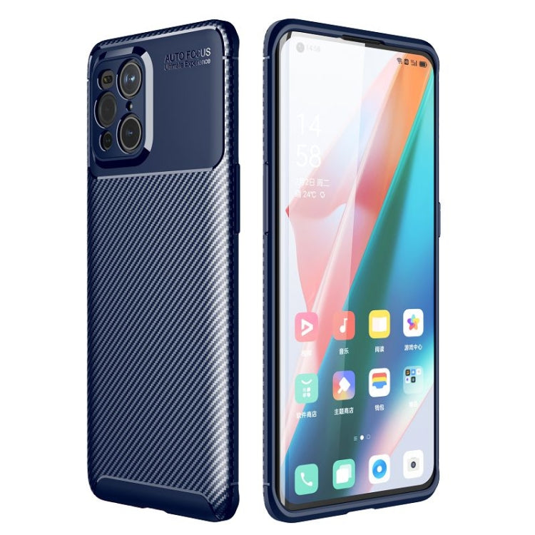 For OPPO Find X3 Carbon Fiber Texture Shockproof TPU Case(Blue) - OPPO Cases by buy2fix | Online Shopping UK | buy2fix