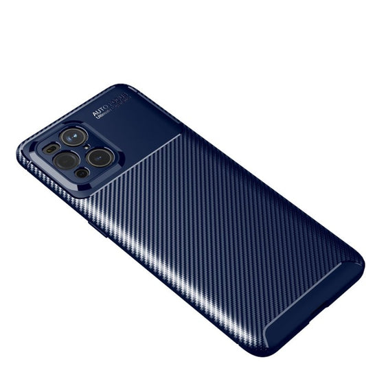 For OPPO Find X3 Carbon Fiber Texture Shockproof TPU Case(Blue) by buy2fix