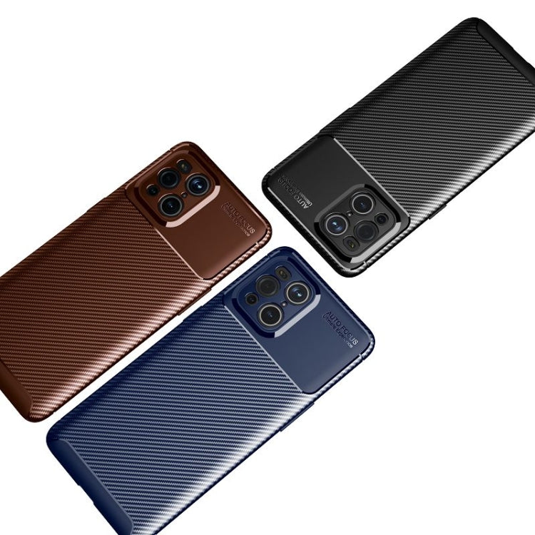 For OPPO Find X3 Carbon Fiber Texture Shockproof TPU Case(Blue) - OPPO Cases by buy2fix | Online Shopping UK | buy2fix