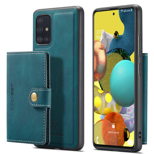 For Samsung Galaxy A51 5G JEEHOOD Retro Magnetic Detachable Protective Case with Wallet & Card Slot & Holder(Blue) by JEEHOOD