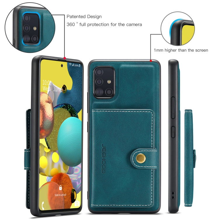 For Samsung Galaxy A51 5G JEEHOOD Retro Magnetic Detachable Protective Case with Wallet & Card Slot & Holder(Blue) - Galaxy Phone Cases by JEEHOOD | Online Shopping UK | buy2fix