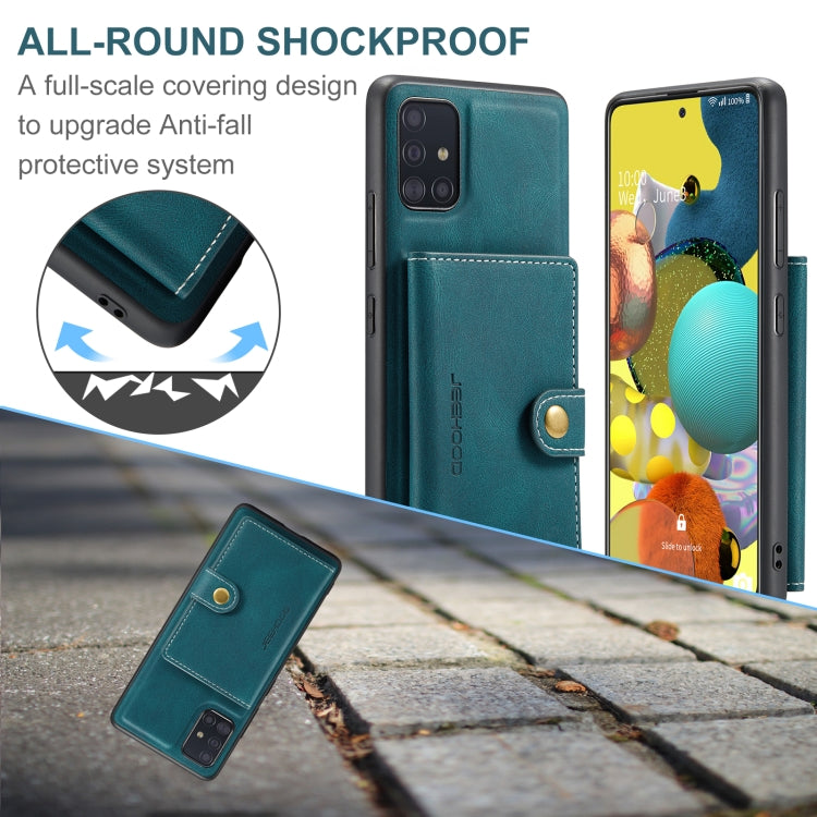 For Samsung Galaxy A51 5G JEEHOOD Retro Magnetic Detachable Protective Case with Wallet & Card Slot & Holder(Blue) - Galaxy Phone Cases by JEEHOOD | Online Shopping UK | buy2fix