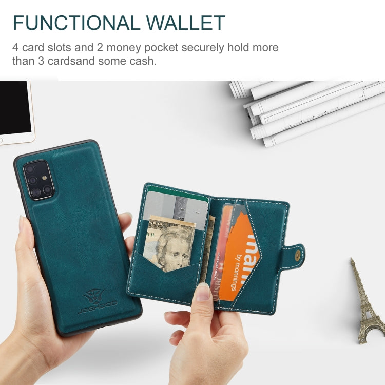 For Samsung Galaxy A51 5G JEEHOOD Retro Magnetic Detachable Protective Case with Wallet & Card Slot & Holder(Blue) - Galaxy Phone Cases by JEEHOOD | Online Shopping UK | buy2fix