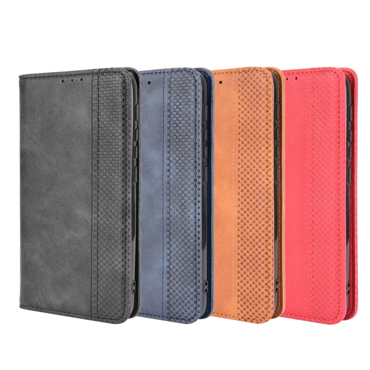 For Motorola Moto E7 Power Magnetic Buckle Retro Texture Horizontal Flip Leather Case with Holder & Card Slots & Photo Frame(Red) by buy2fix