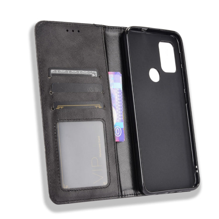 For Motorola Moto G10 Magnetic Buckle Retro Texture Horizontal Flip Leather Case with Holder & Card Slots & Photo Frame(Black) - Motorola Cases by buy2fix | Online Shopping UK | buy2fix