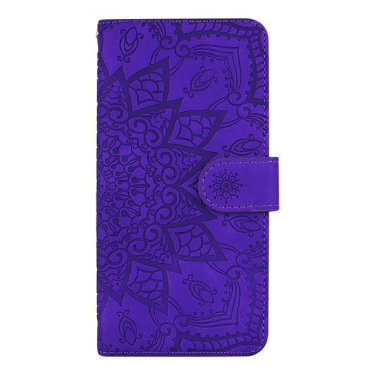 For Samsung Galaxy A52 5G / 4G Embossed Sunflower Pattern Horizontal Flip PU Leather Case with Holder & Card Slots & Wallet & Lanyard (Purple) by buy2fix