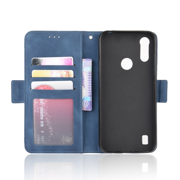 For Motorola Moto E6i Skin Feel Calf Pattern Horizontal Flip Leather Case with Holder & Card Slots & Photo Frame(Blue) - Motorola Cases by buy2fix | Online Shopping UK | buy2fix