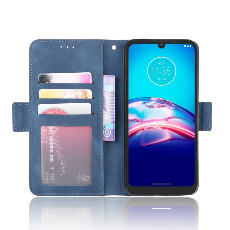 For Motorola Moto E6i Skin Feel Calf Pattern Horizontal Flip Leather Case with Holder & Card Slots & Photo Frame(Blue) - Motorola Cases by buy2fix | Online Shopping UK | buy2fix