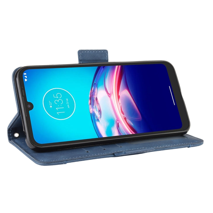 For Motorola Moto E6i Skin Feel Calf Pattern Horizontal Flip Leather Case with Holder & Card Slots & Photo Frame(Blue) - Motorola Cases by buy2fix | Online Shopping UK | buy2fix