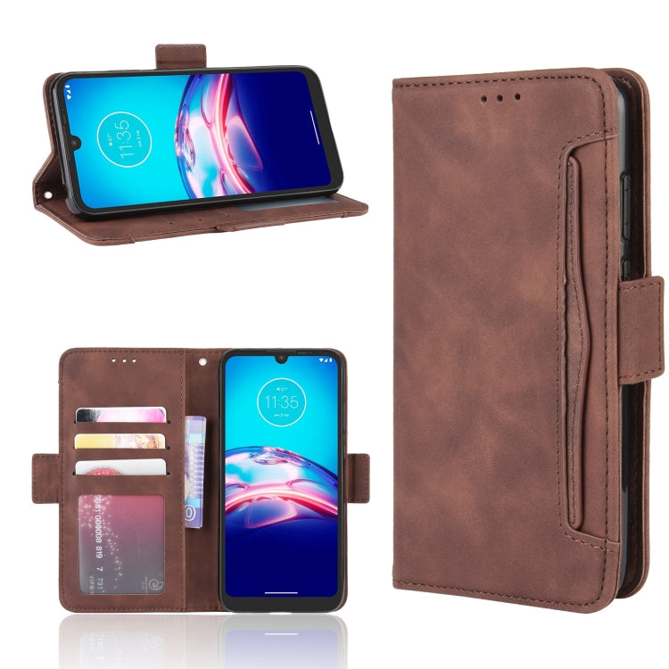 For Motorola Moto E6i Skin Feel Calf Pattern Horizontal Flip Leather Case with Holder & Card Slots & Photo Frame(Brown) - Motorola Cases by buy2fix | Online Shopping UK | buy2fix