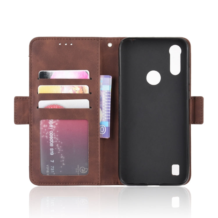 For Motorola Moto E6i Skin Feel Calf Pattern Horizontal Flip Leather Case with Holder & Card Slots & Photo Frame(Brown) - Motorola Cases by buy2fix | Online Shopping UK | buy2fix