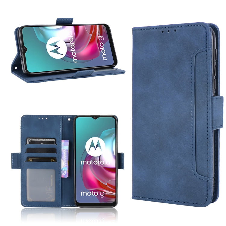 For Motorola Moto G30 Skin Feel Calf Pattern Horizontal Flip Leather Case with Holder & Card Slots & Photo Frame(Blue) by buy2fix