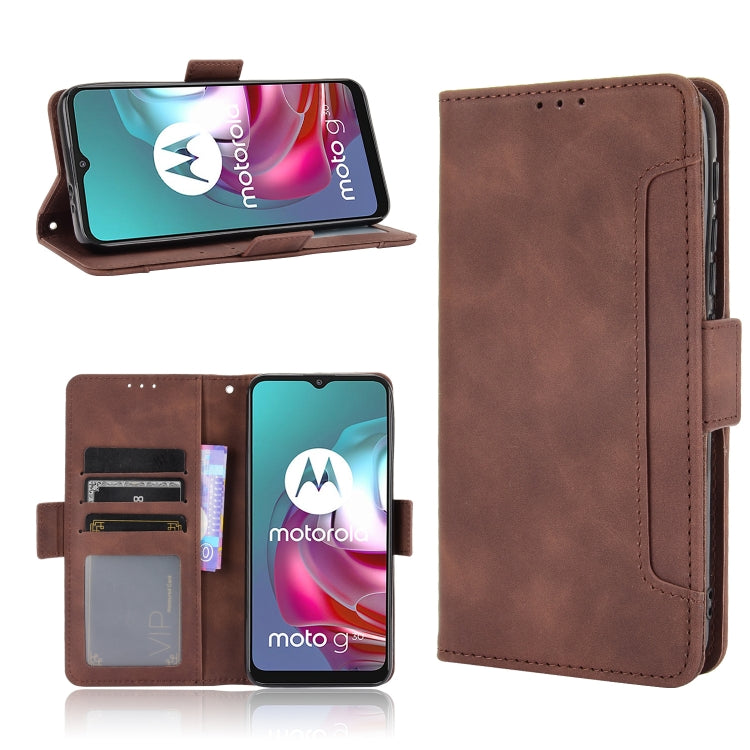 For Motorola Moto G30 Skin Feel Calf Pattern Horizontal Flip Leather Case with Holder & Card Slots & Photo Frame(Brown) by buy2fix
