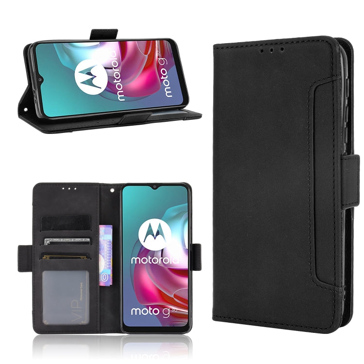 For Motorola Moto G30 Skin Feel Calf Pattern Horizontal Flip Leather Case with Holder & Card Slots & Photo Frame(Black) by buy2fix