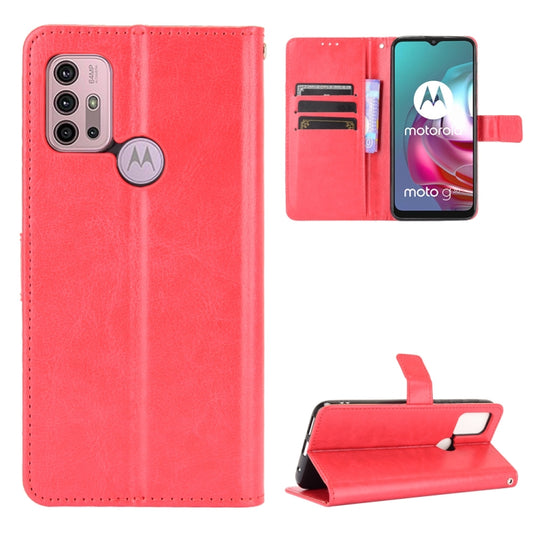 For Motorola Moto G30 Retro Crazy Horse Texture Horizontal Flip Leather Case with Holder & Card Slots & Lanyard(Red) by buy2fix