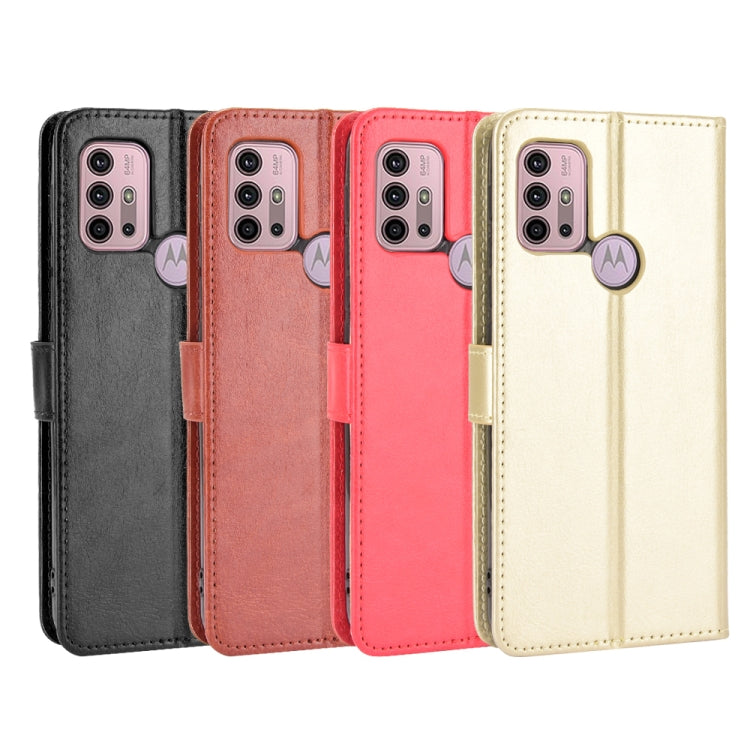 For Motorola Moto G30 Retro Crazy Horse Texture Horizontal Flip Leather Case with Holder & Card Slots & Lanyard(Red) by buy2fix