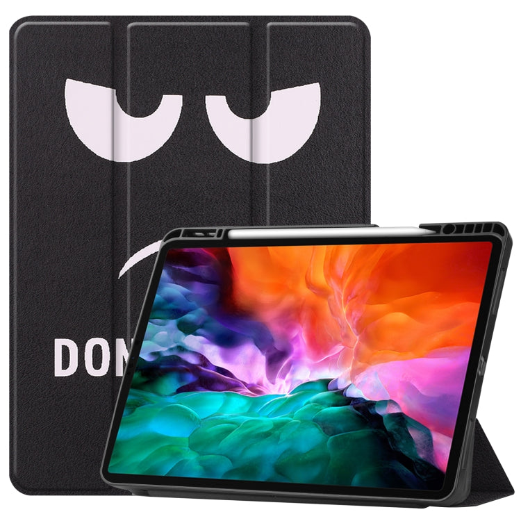 For iPad Pro 12.9 2022 / 2021 Colored Drawing Horizontal Flip TPU + PU Leather Tablet Case with Three-folding Holder & Sleep / Wake-up Function & Pen Slot(Big Eye ME) - iPad Pro 12.9 (2022/2021) Cases by buy2fix | Online Shopping UK | buy2fix