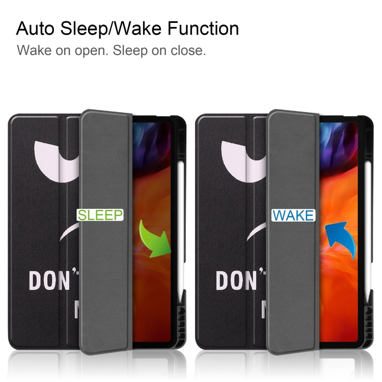 For iPad Pro 12.9 2022 / 2021 Colored Drawing Horizontal Flip TPU + PU Leather Tablet Case with Three-folding Holder & Sleep / Wake-up Function & Pen Slot(Big Eye ME) - iPad Pro 12.9 (2022/2021) Cases by buy2fix | Online Shopping UK | buy2fix