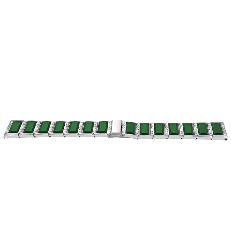 For Samsung Galaxy Watch 42mm Stainless Steel Diamond Encrusted Watch Band(Silver+Green) - Watch Bands by buy2fix | Online Shopping UK | buy2fix