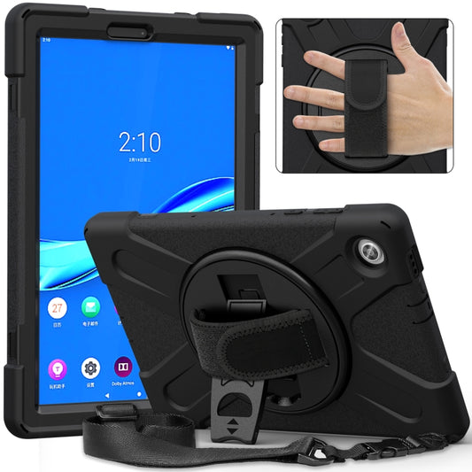 For Lenovo Tab M10 HD 2nd Gen TB-X306X Shockproof Colorful Silicone + PC Protective Case with Holder & Hand Grip Strap & Shoulder Strap(Black) by buy2fix