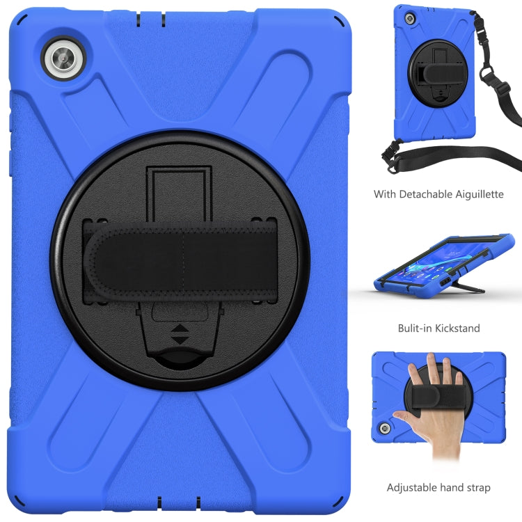 For Lenovo Tab M10 HD 2nd Gen TB-X306X Shockproof Colorful Silicone + PC Protective Case with Holder & Hand Grip Strap & Shoulder Strap(Blue) - Lenovo by buy2fix | Online Shopping UK | buy2fix