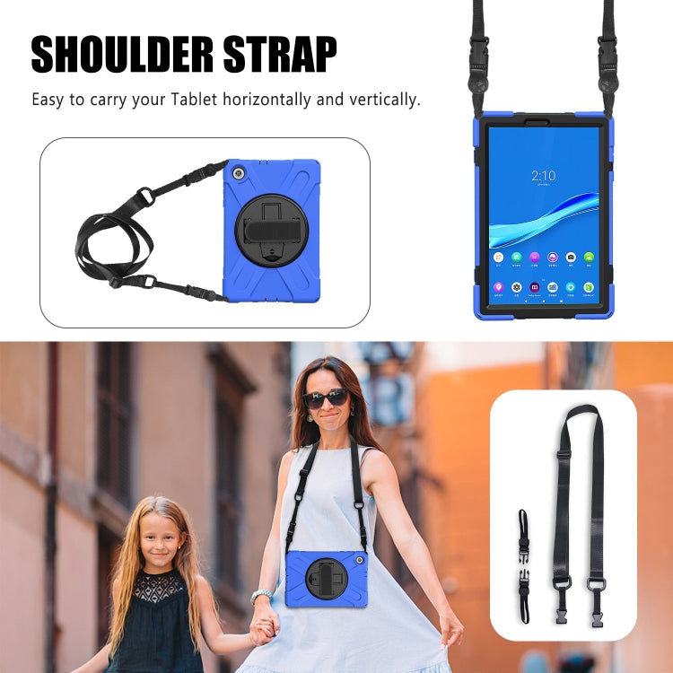 For Lenovo Tab M10 HD 2nd Gen TB-X306X Shockproof Colorful Silicone + PC Protective Case with Holder & Hand Grip Strap & Shoulder Strap(Blue) - Lenovo by buy2fix | Online Shopping UK | buy2fix