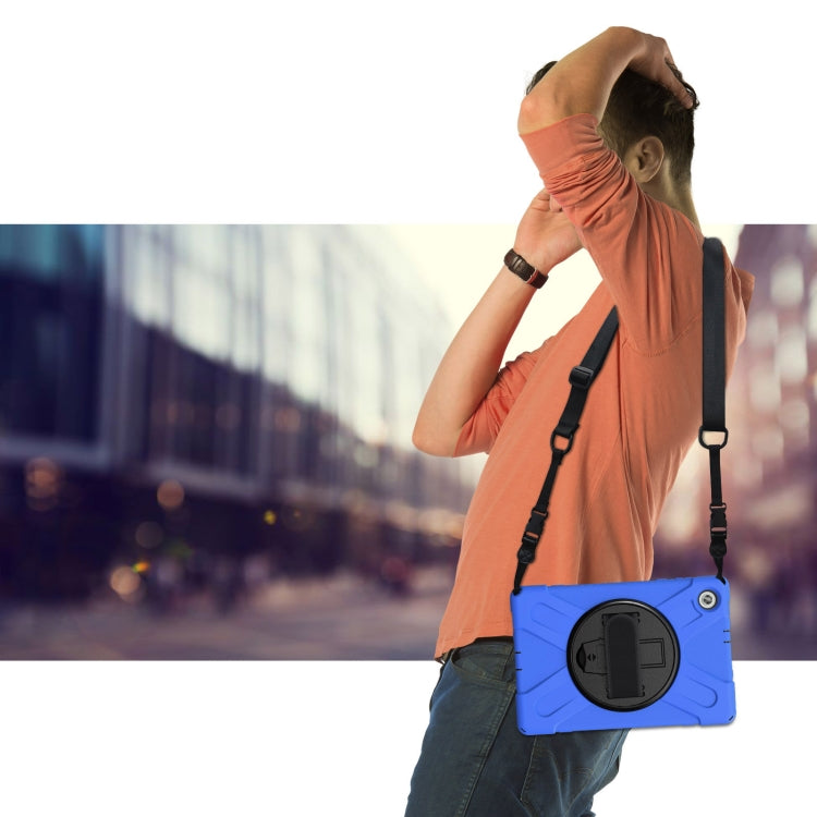 For Lenovo Tab M10 HD 2nd Gen TB-X306X Shockproof Colorful Silicone + PC Protective Case with Holder & Hand Grip Strap & Shoulder Strap(Blue) - Lenovo by buy2fix | Online Shopping UK | buy2fix