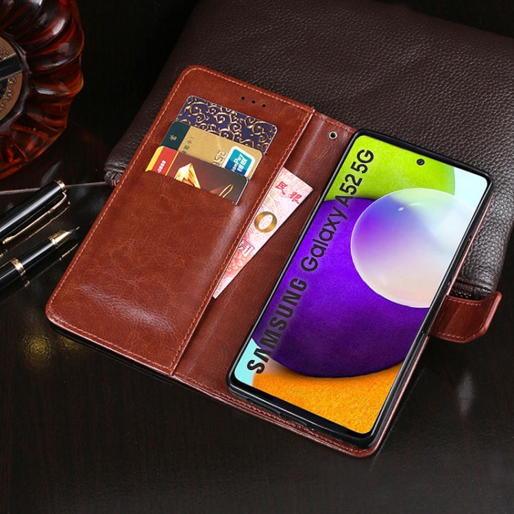 For Samsung Galaxy A52 5G / 4G idewei Crazy Horse Texture Horizontal Flip Leather Case with Holder & Card Slots & Wallet(Yellow) - Galaxy Phone Cases by idewei | Online Shopping UK | buy2fix