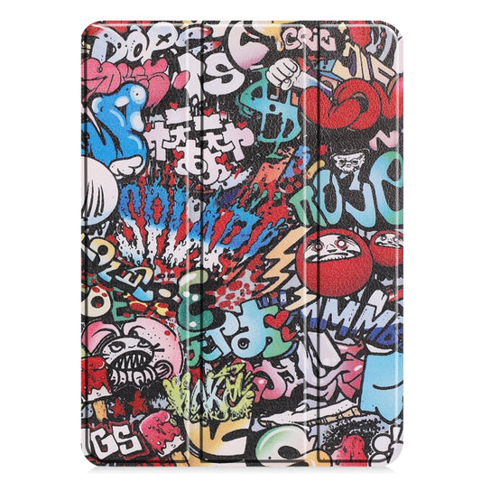 For iPad Pro 11 2022 / 2021 Colored Drawing Horizontal Flip PC + PU Leather Tablet Case with Three-folding Holder & Sleep / Wake-up Function(Graffiti) by buy2fix