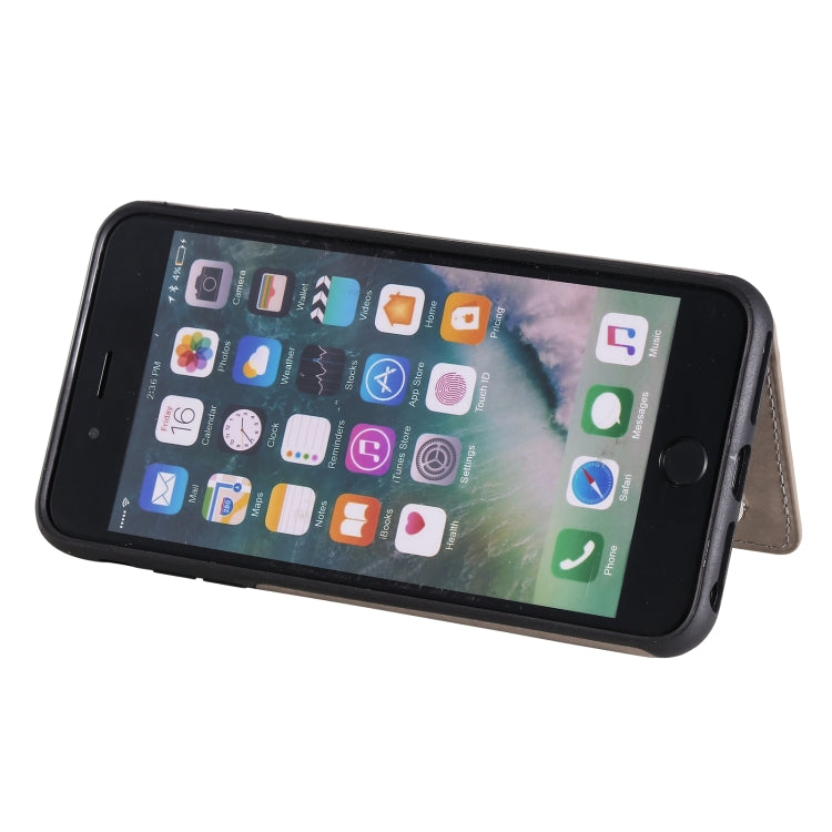 Flower Embossing Pattern Shockproof Protective Case with Holder & Card Slots & Photo Frame For iPhone 8 Plus / 7 Plus(Grey) - More iPhone Cases by buy2fix | Online Shopping UK | buy2fix