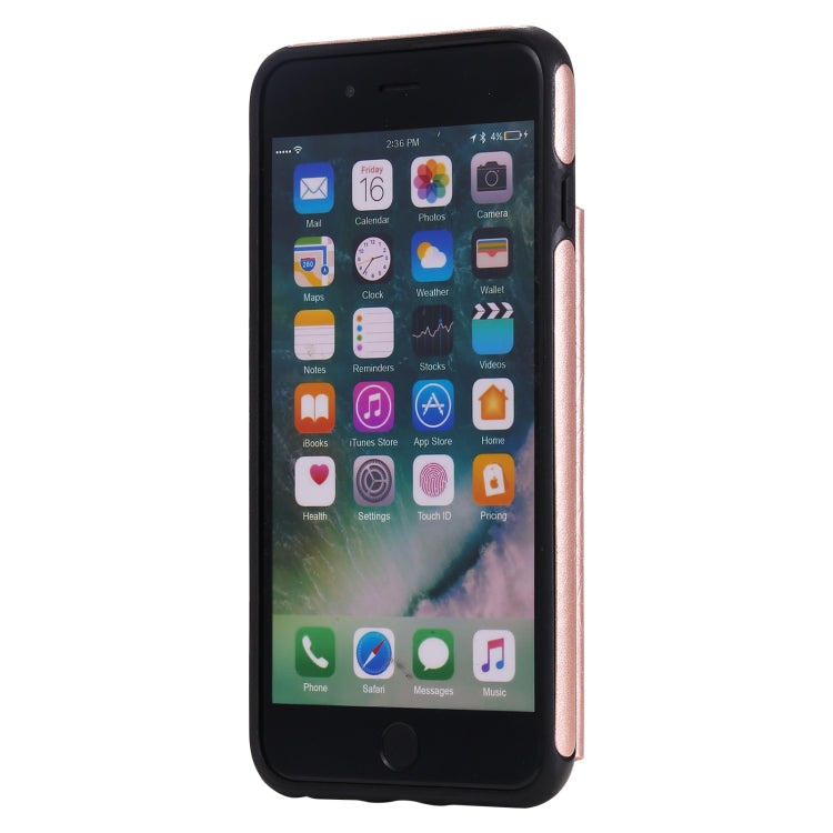 Flower Embossing Pattern Shockproof Protective Case with Holder & Card Slots & Photo Frame For iPhone 8 Plus / 7 Plus(Rose Gold) - More iPhone Cases by buy2fix | Online Shopping UK | buy2fix