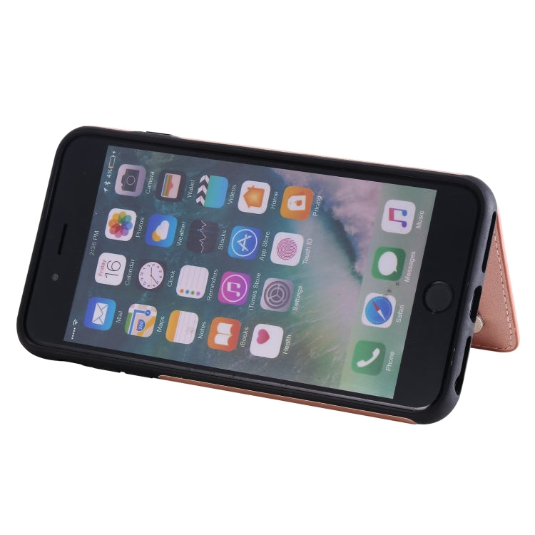 Flower Embossing Pattern Shockproof Protective Case with Holder & Card Slots & Photo Frame For iPhone 8 Plus / 7 Plus(Rose Gold) - More iPhone Cases by buy2fix | Online Shopping UK | buy2fix