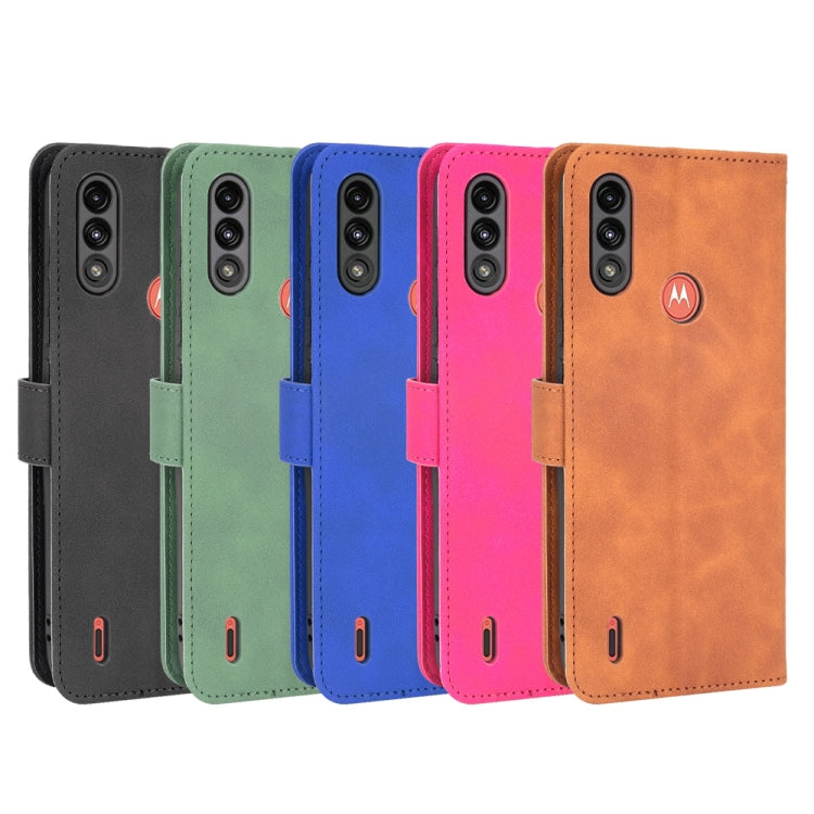 For Motorola Moto E7 Power Solid Color Skin Feel Magnetic Buckle Horizontal Flip Calf Texture PU Leather Case with Holder & Card Slots & Wallet(Rose Red) by buy2fix
