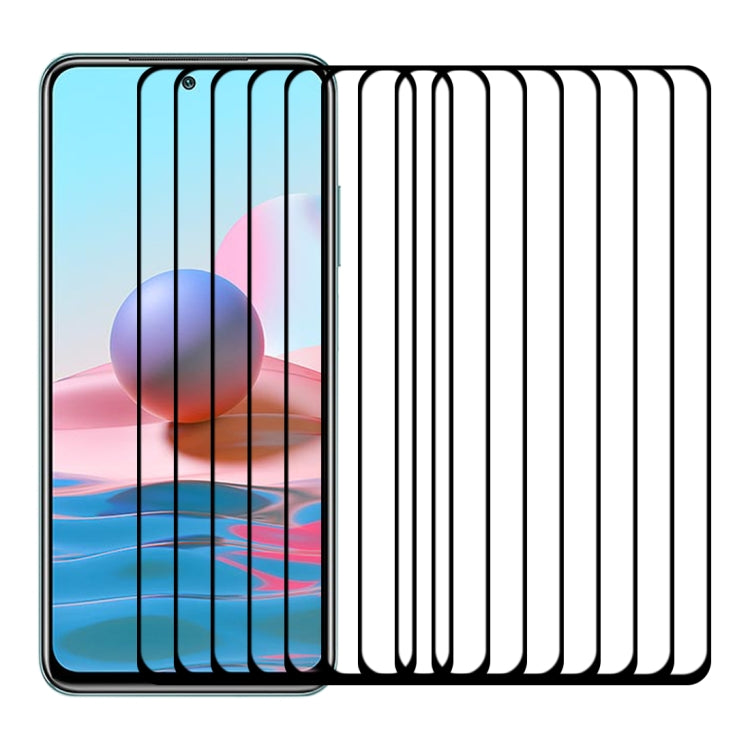 For Xiaomi Redmi Note 10 (Indian Version) 25 PCS Full Glue Full Cover Screen Protector Tempered Glass Film by buy2fix