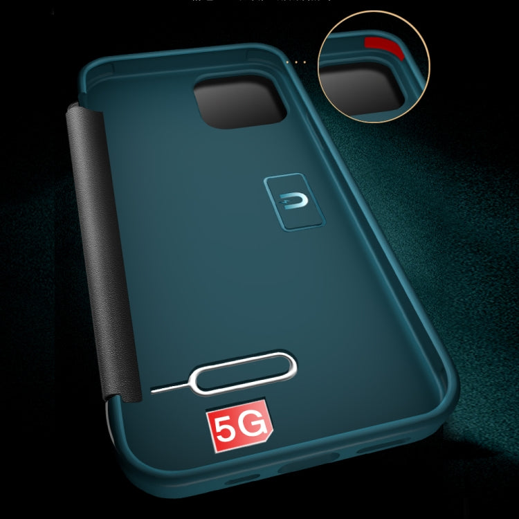 For iPhone 12 / 12 Pro Crocodile Texture Display Window Horizontal Flip Leather Case(Black) - iPhone 12 / 12 Pro Cases by buy2fix | Online Shopping UK | buy2fix