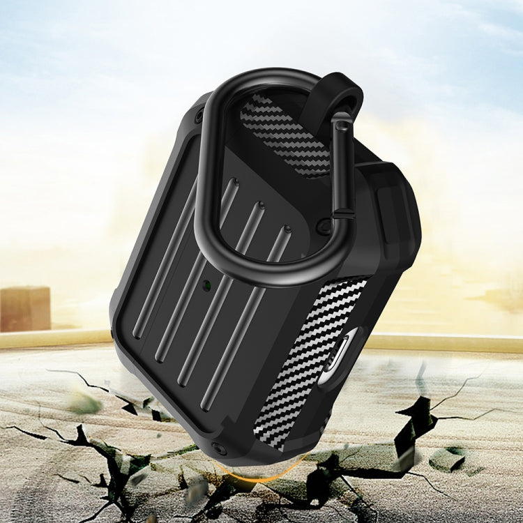 Wireless Earphones Shockproof Carbon Fiber Luggage TPU Protective Case For AirPods Pro(Pink) by buy2fix