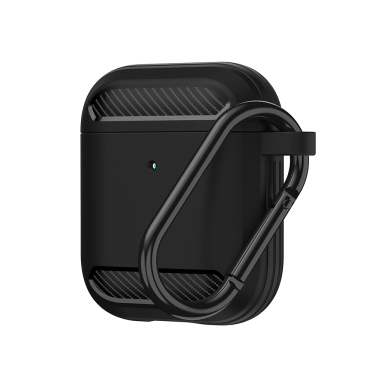 Wireless Earphones Shockproof Carbon Fiber Armor TPU Protective Case For AirPods 1/2(Black) - For AirPods 1/2 by buy2fix | Online Shopping UK | buy2fix
