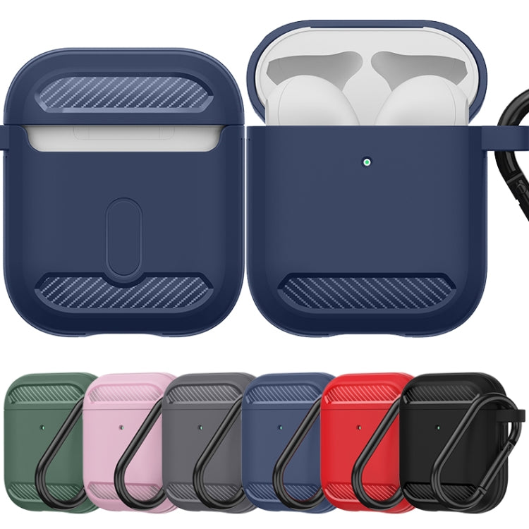 Wireless Earphones Shockproof Carbon Fiber Armor TPU Protective Case For AirPods 1/2(Grey) by buy2fix