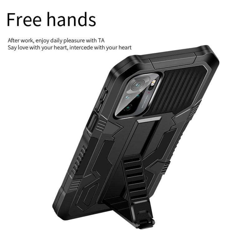 For Xiaomi Poco F3 Vanguard Warrior All Inclusive Double-color Shockproof TPU + PC Protective Case with Holder(Black) - Xiaomi Cases by buy2fix | Online Shopping UK | buy2fix