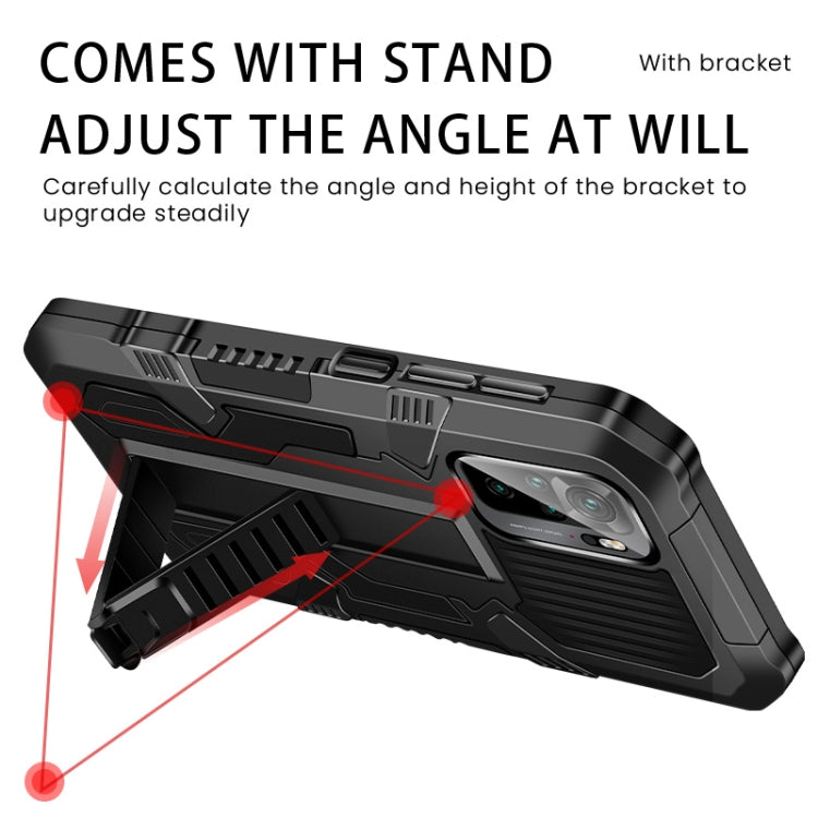 For Xiaomi Poco F3 Vanguard Warrior All Inclusive Double-color Shockproof TPU + PC Protective Case with Holder(Red) by buy2fix