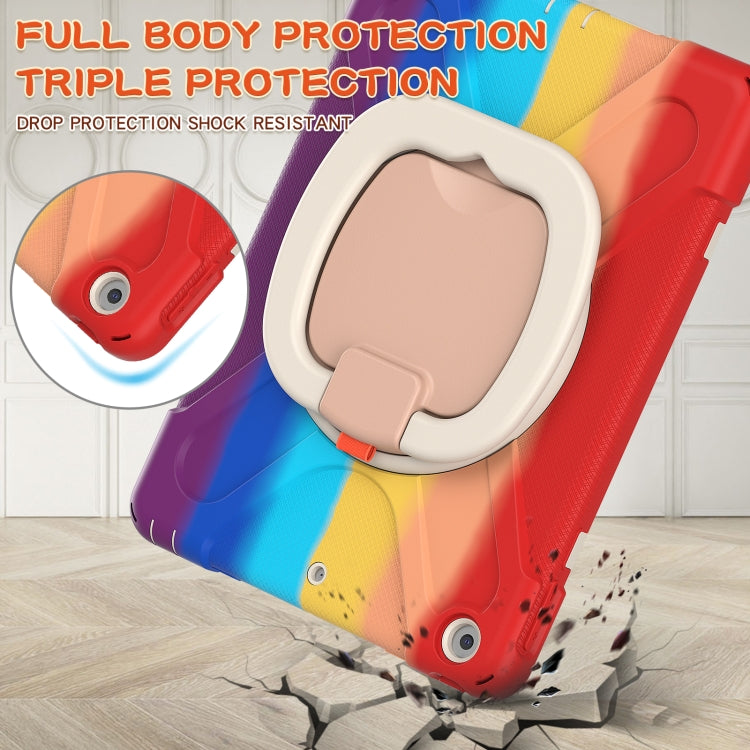 For Apple iPad 10.2 2021 / 2020 / 2019 Colorful Silicone + PC Protective Case with Holder & Shoulder Strap(Red) by buy2fix