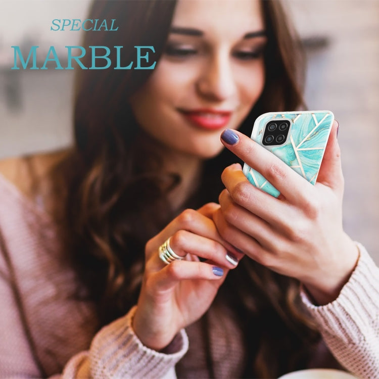 For Samsung Galaxy A12 3D Electroplating Marble Pattern TPU Protective Case(Blue) by buy2fix