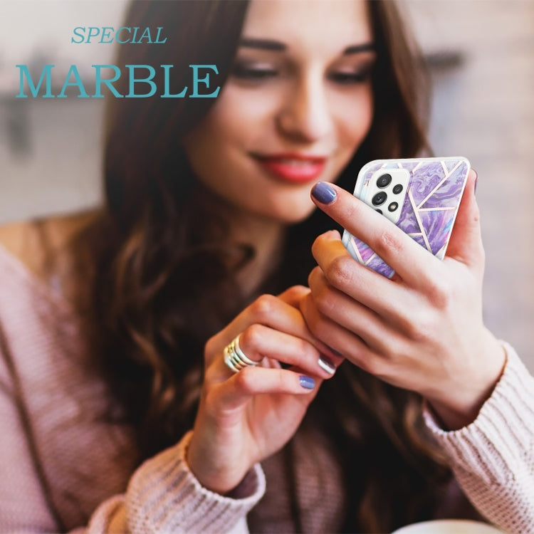 For Samsung Galaxy A52 5G / 4G 3D Electroplating Marble Pattern TPU Protective Case(Dark Purple) by buy2fix