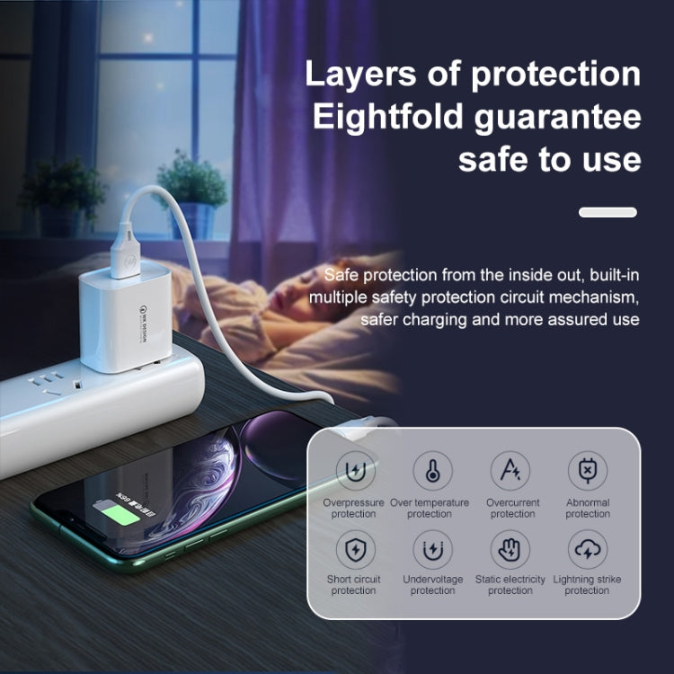WK WP-U57 Max 18W Maxspeed QC3.0 Fast Charger + USB to 8 Pin Data Cable, Plug Type:US Plug by WK
