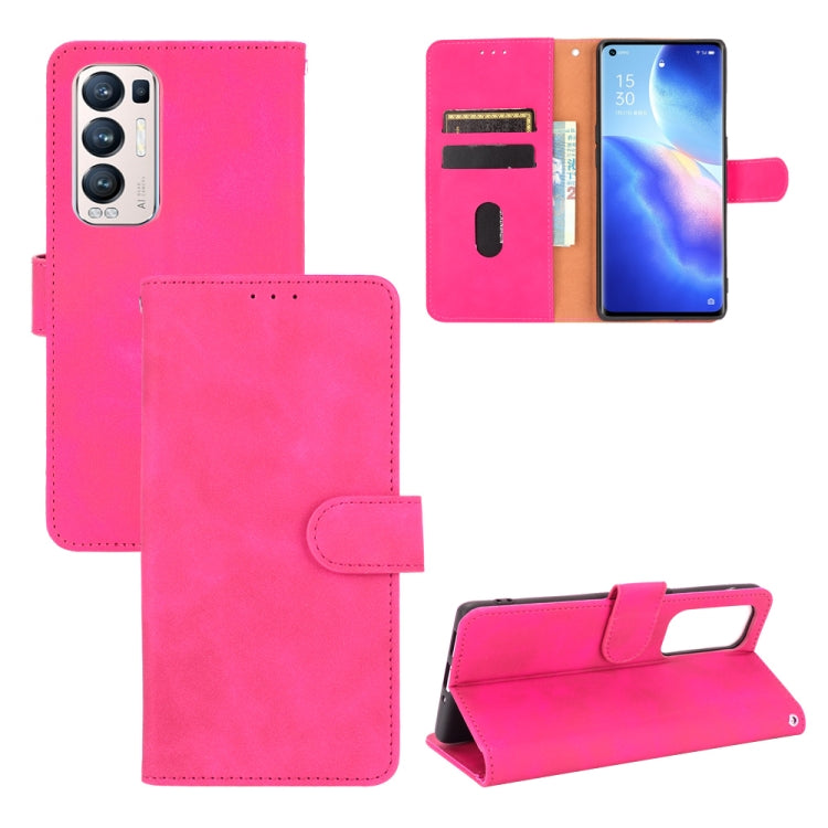 For OPPO Find X3 Neo Solid Color Skin Feel Magnetic Buckle Horizontal Flip Calf Texture PU Leather Case with Holder & Card Slots & Wallet(Rose Red) - OPPO Cases by buy2fix | Online Shopping UK | buy2fix