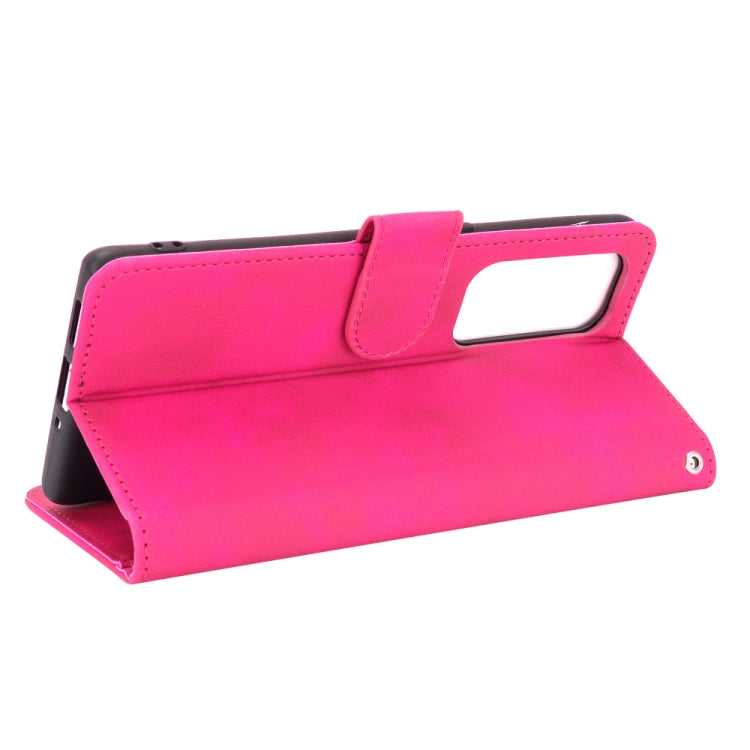 For OPPO Find X3 Neo Solid Color Skin Feel Magnetic Buckle Horizontal Flip Calf Texture PU Leather Case with Holder & Card Slots & Wallet(Rose Red) - OPPO Cases by buy2fix | Online Shopping UK | buy2fix